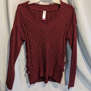 No Boundaries deep maroon sweater, small NWOT!